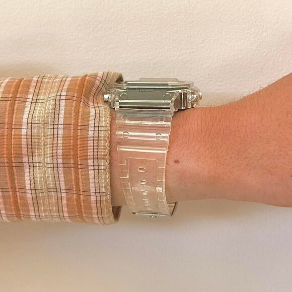 Y2K Clear Digital Quartz Watch with Black Accents Unisex 8.5" New - Picture 11 of 11